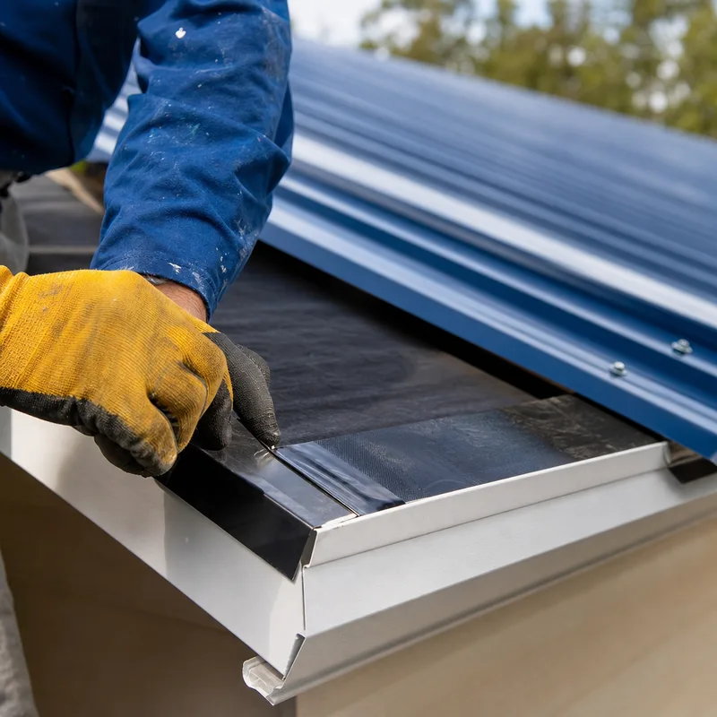 Eave edge detail with underlayment terminating correctly at drip edge and sealed for wind-driven rain resistance